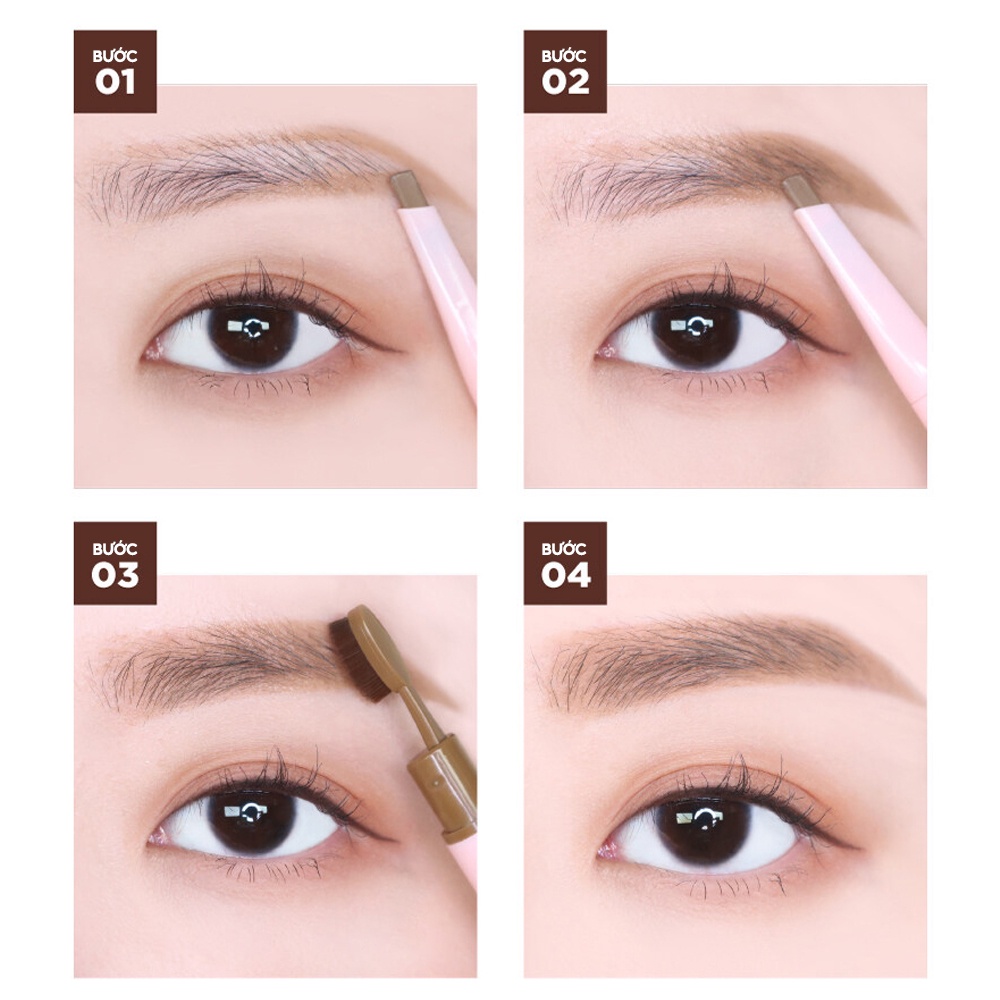 Chì kẻ mày Lilybyred Hard Flat Brow Pencil 2 đầu Siêu Mảnh, Chống Trôi _ HSD: 07/2023