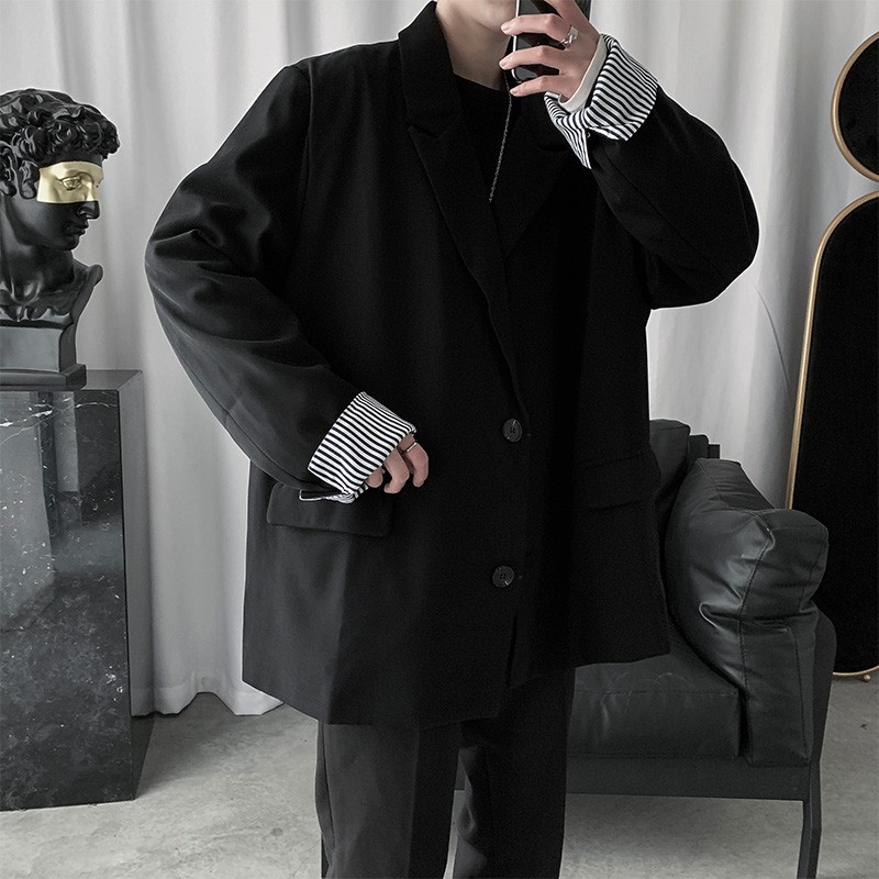 Áo khoác blazer Nam hai lớp vắn ống tay xọc phong cách hàn Quốc