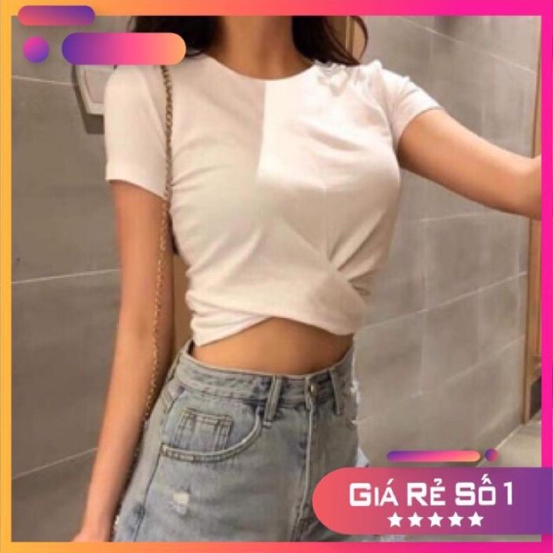 [XẢ KHO] Áo Thun Kiểu Croptop xoăn eo Form 45kg