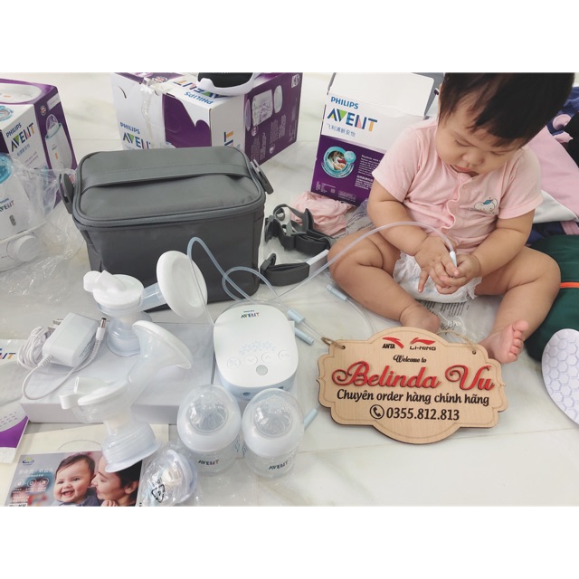 Trọn bộ Máy hút sữa avent hoa tuyết điện đôi bảo hành 2 năm