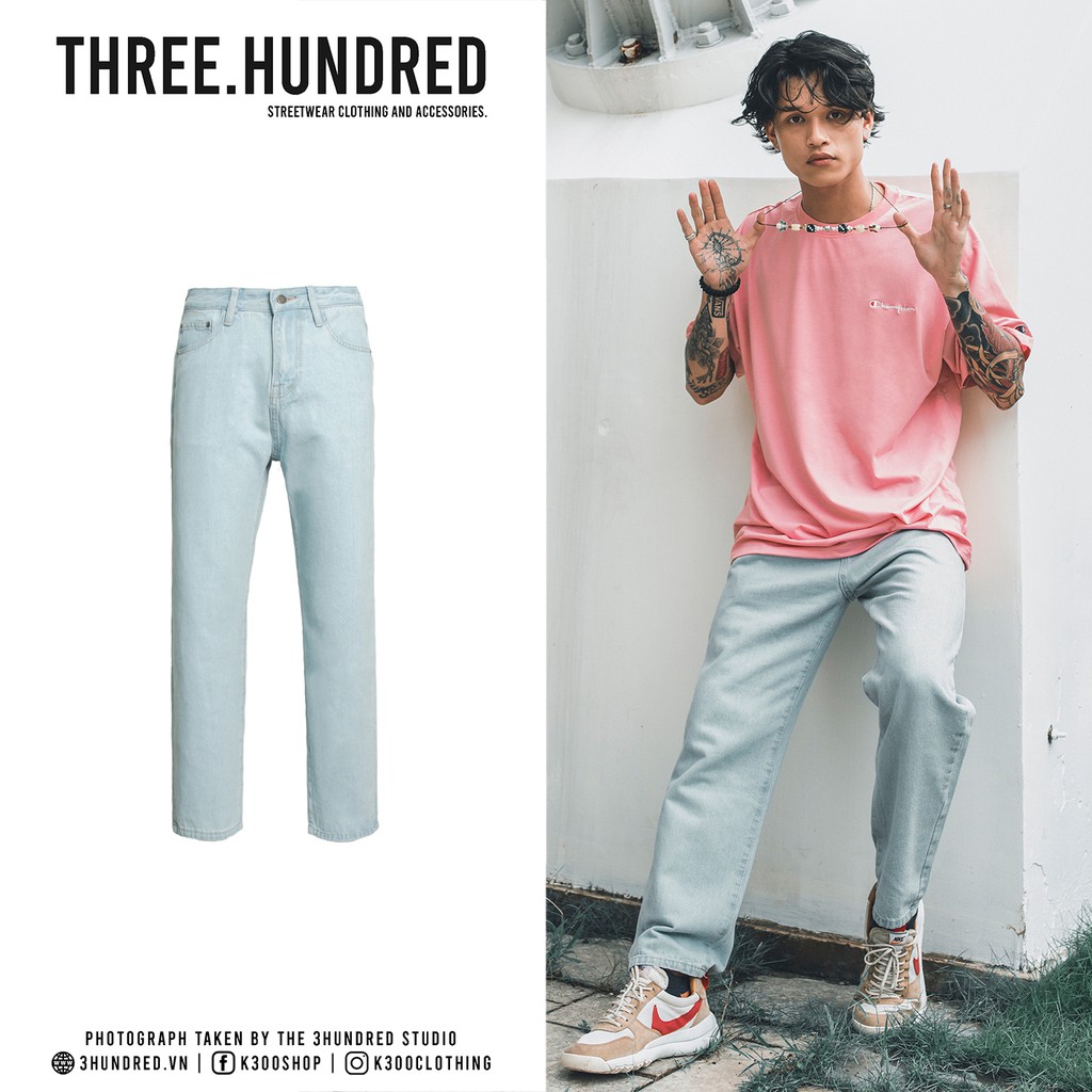 Quần Baggy Trơn Ống Suông Đứng - Chất Vải Jeans Cao Cấp Mềm Mịn - Unisex Nam Nữ Hot Trend Dễ Phối Đồ - Màu Xanh Nhạt 3