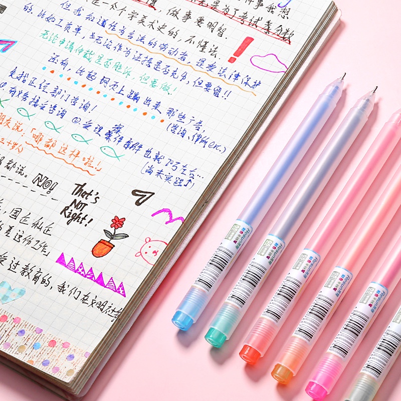 Bút gel Resun ngòi 0.5mm viết calligraphy TOGU bút viết tiêu đề sổ tay bullet journal nhiều màu cao cấp mau khô 12 màu