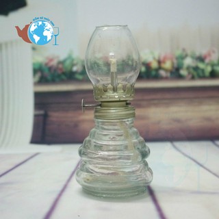 Đèn dầu thủy tinh lùn bóng hột vịt cổ điển trang trí