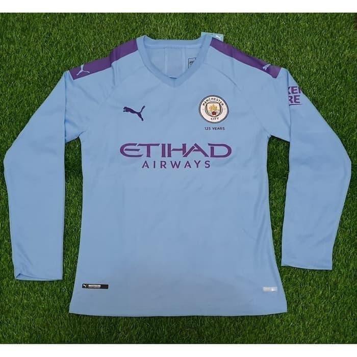 Áo Thun Bóng Đá Dài Tay Đội Manchester City 19 / 20