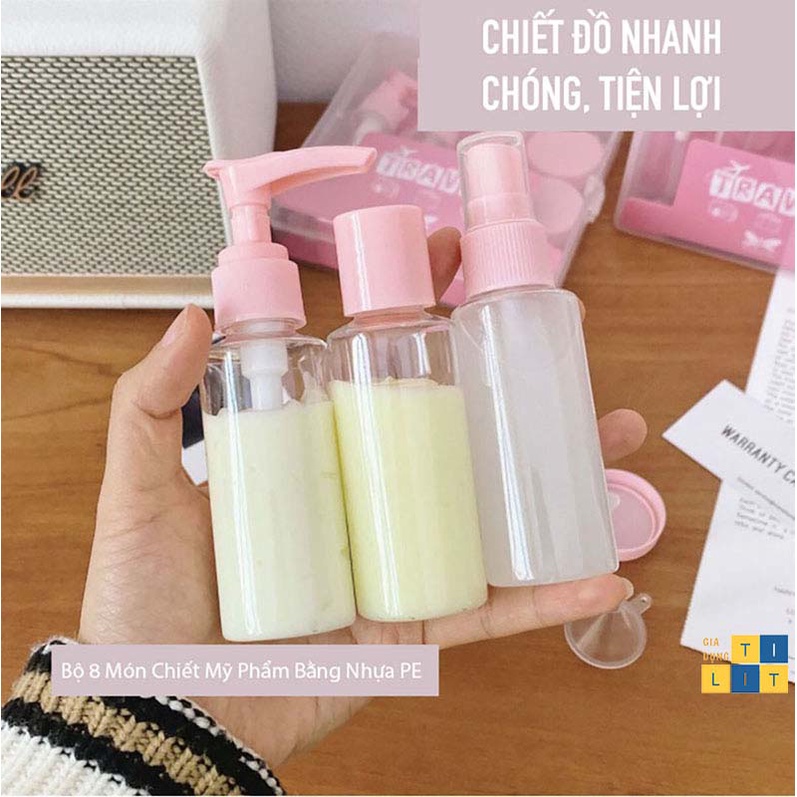 Bộ chiết mỹ phẩm mini nhỏ gọn , tiện dụng , dễ dàng mang theo khi đi du lịch , công tác (Bộ Chiết Mỹ Phẩm)