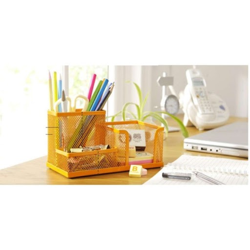 Hộp đựng bút để bàn 3 NGĂN kim loại đa năng siêu tiện ích - giao màu ngẫu nhiên