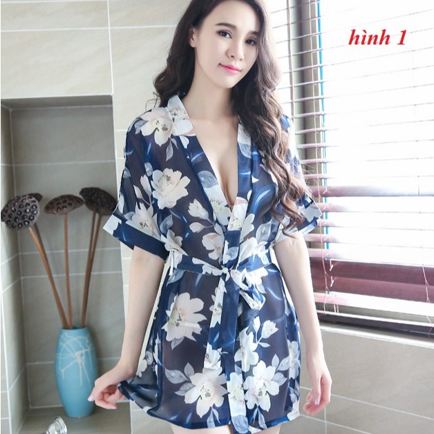Váy ngủ sexy áo choàng ngủ 💝size tới 60kg💝 áo kimono chiffon hoa sexy gợi cảm AM100001 sale giá rẻ | BigBuy360 - bigbuy360.vn