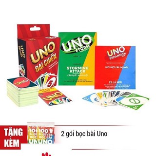 Combo UNO + mở rộng 1+2 + tặng 2 bộ bọc bài Uno (200 cái)