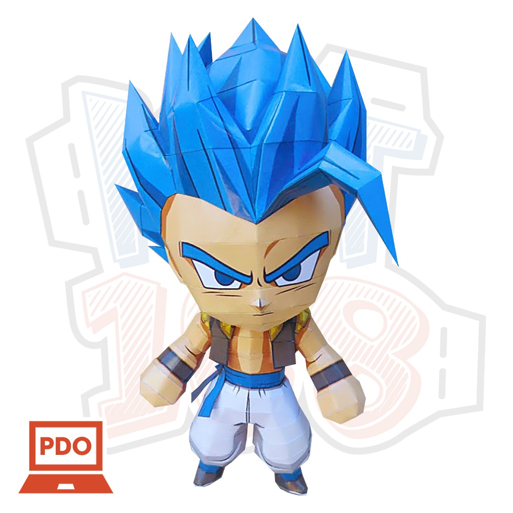 Mô hình giấy Anime Chibi Gogeta Blue - Dragon Ball