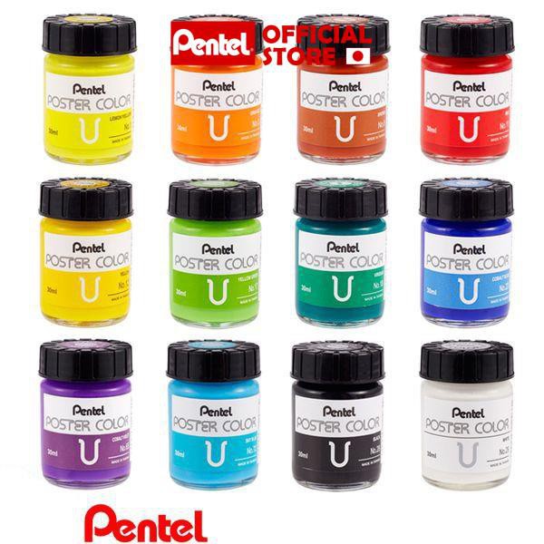 Màu Bột Poster Pentel 30ml , Màu Vẽ Bền, Lâu Phai, Không Độc Hại