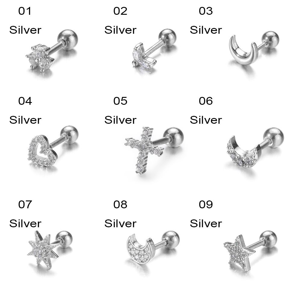 1 Khuyên Xỏ Vành Tai Hình Ngôi Sao / Mặt Trăng / Hoa / Vương Miện Nhiều Màu Thời Trang Cho Nữ