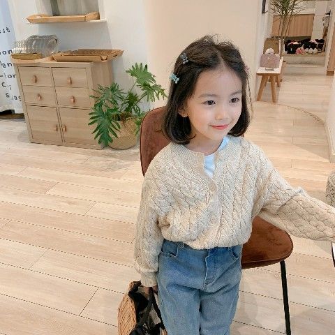 Áo Sweater Dệt Kim Phong Cách Hàn Quốc Xinh Xắn Cho Bé Gái