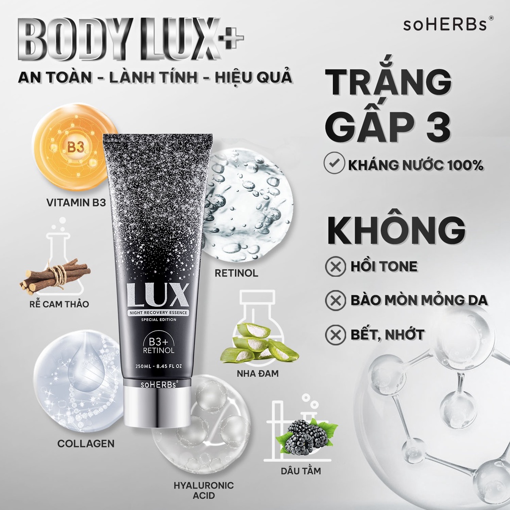 Kem Dưỡng Trắng Ban Đêm SOHERBS Lux Night Recovery Essence 250ml