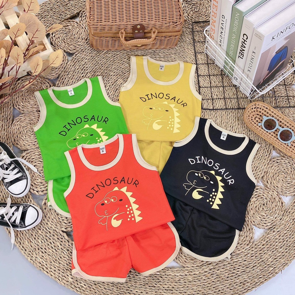 Bộ khoét nách khủng long cho bé, chất đẹp co giãn tốt