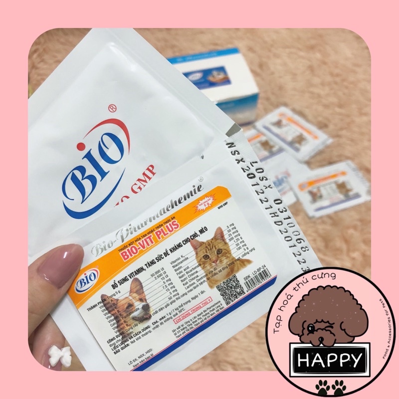 Bột BiovitPlus cho thú cưng / Biovit Plus bổ sung vitamin và chất điện giải, tăng sức đề kháng cho chó mèo Bio 5g