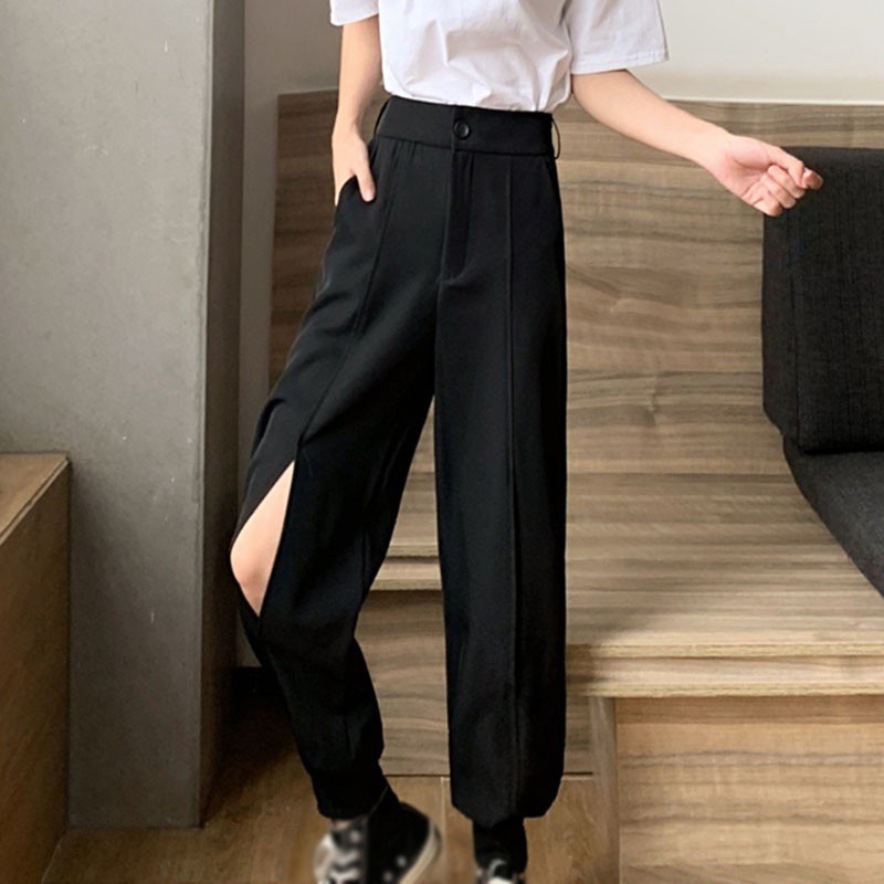 Quần Dài Nữ Lưng Cao Ống Rộng Thời Trang Cá Tính