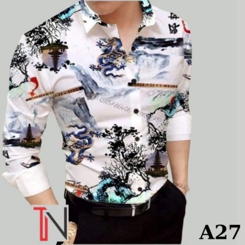 Áo Sơ Mi Nam Dài Tay ❤️FREESHIP❤️ Áo Sơ Mi Kiểu Hàn Quốc Họa Tiết Đẹp Chất Lụa Hàn Cao Cấp Dvin_fashion