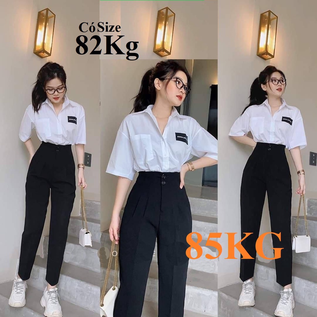 Quần Tây Học Sinh Nữ 2 Tầng Khuy, Lưng Cao, Vải Tuyết Mưa Dày Đẹp, Có Bigsize 85Kg