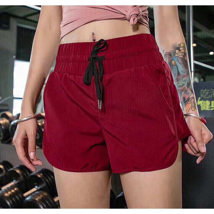 Quần short gió 2 lớp cạp cao - Quần tập gym nữ