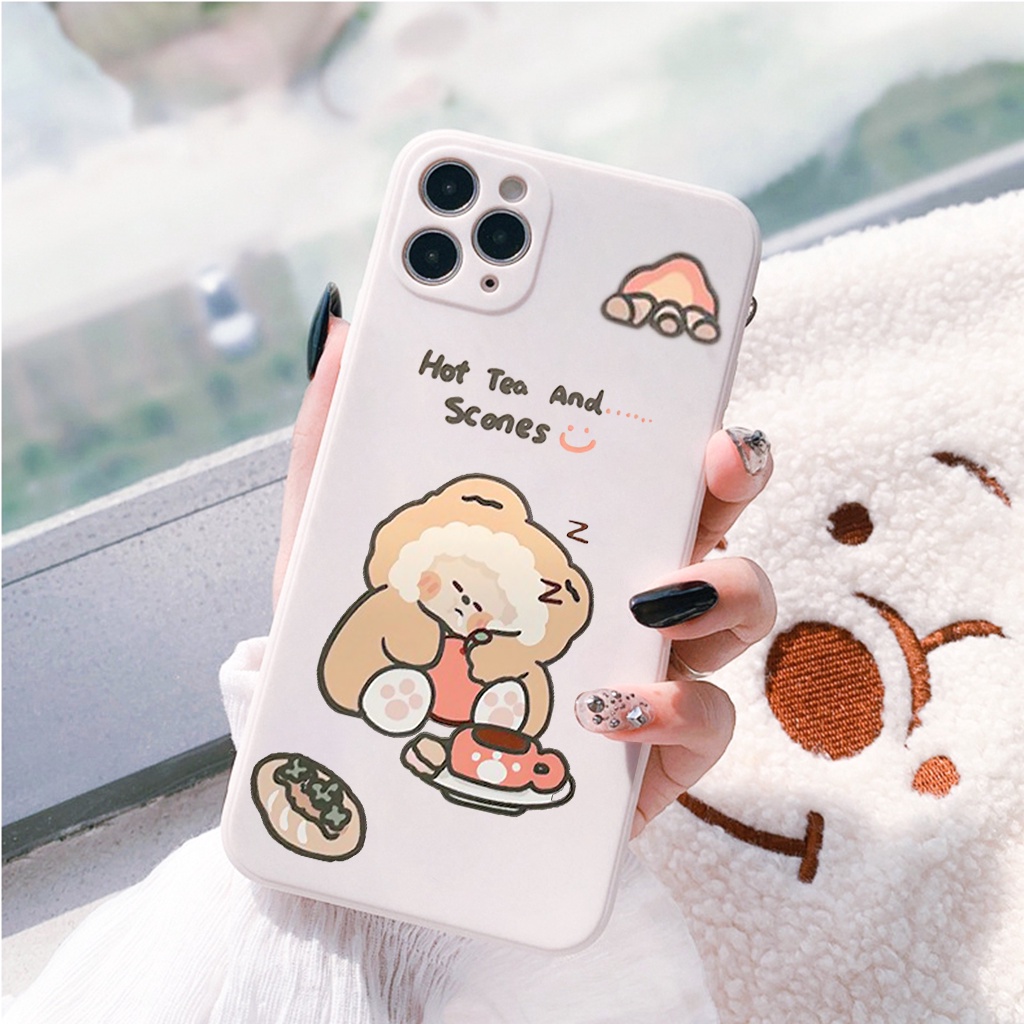 Ốp lưng iphone cạnh vuông Gấu bự cute 6/6s/6splus/7/7plus/8/8plus/x//xs/11/12/pro/max/plus/promax e131