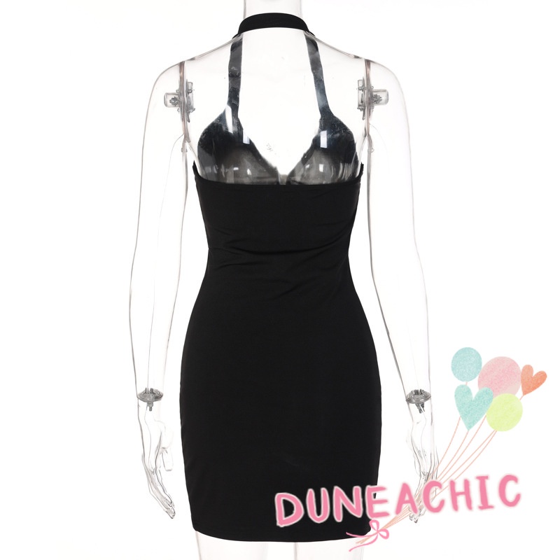 DUNEA Đầm Cổ Chữ V Hở Lưng Xẻ Tà Thời Trang Mùa Hè Cho Nữ