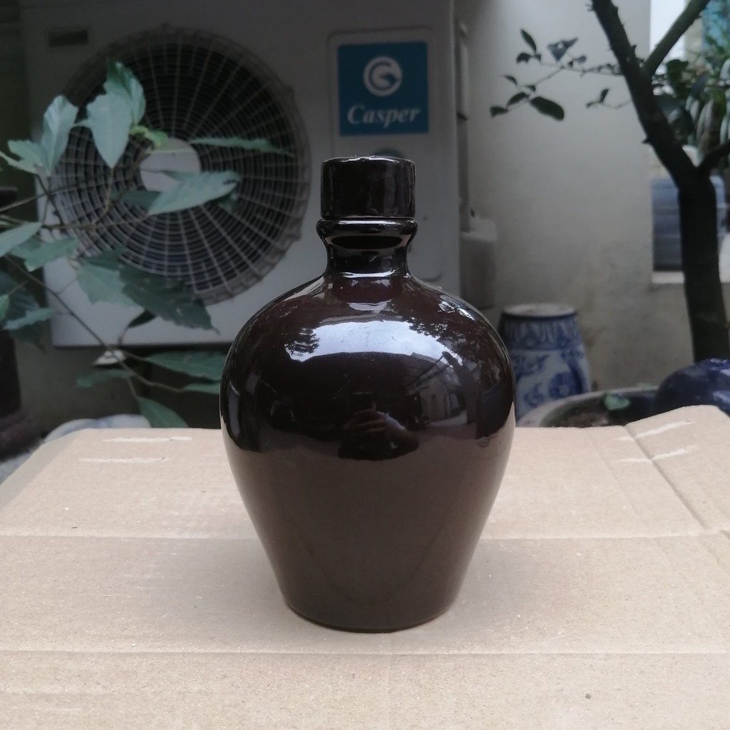 vò rượu đẹp 500ml nâu bóng Bát tràng