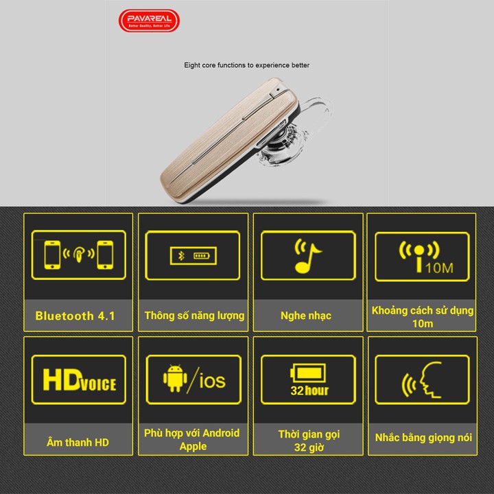Tai Nghe Bluetooth Cao Cấp PAVAREAL BT56 (Chống Khử Âm Ồn Khi Chạy Xe) - NK