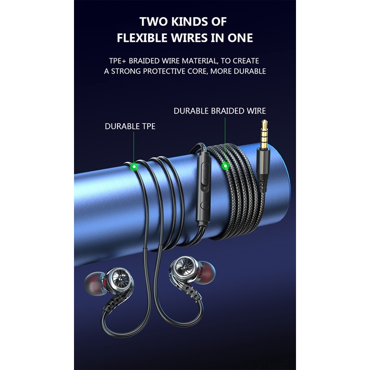 Tai nghe nhét tai Newmsnr 9D bass kèm mic dùng để chơi game