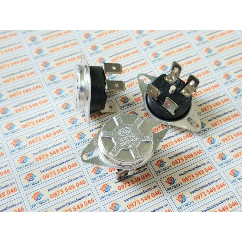 Rơ Le Nhiệt KSD302 75°C - 95°C 250V 20A Thường Đóng 4 Chân