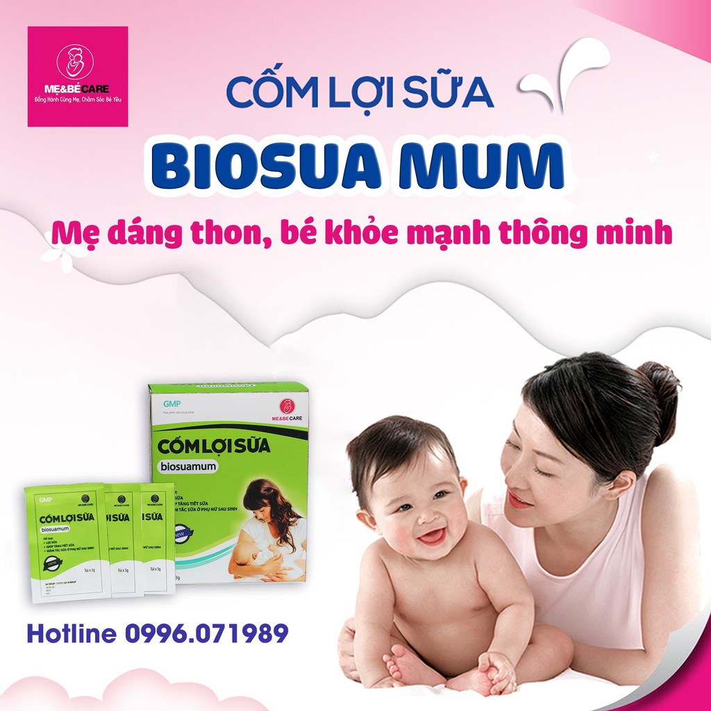 Cốm lợi sữa biosuamum - Sữa về tràn trề sau 3-5 ngày - Tăng cường chất lượng sữa mẹ- 20 gói x 3g