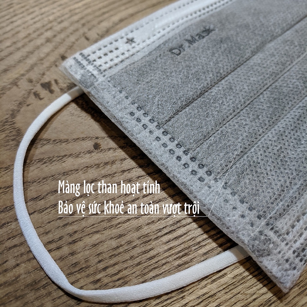 Khẩu Trang Carbon Than Hoạt Tính Dr. Mask 4 Lớp Xuất Khẩu cho người lớn và bé trên 10 tuổi