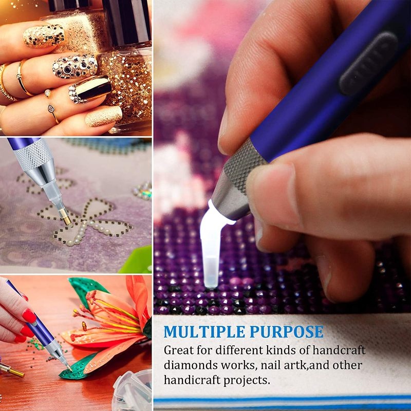 1 bộ bút đính đá có đèn LED dùng làm tranh đính đá DIY