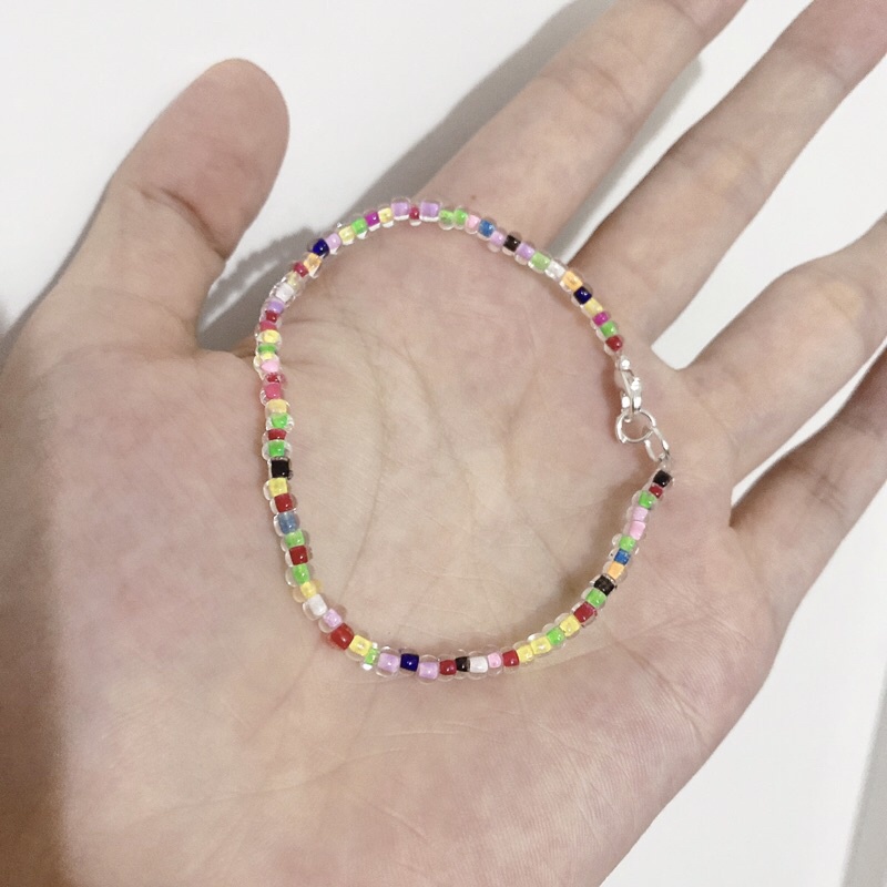 Vòng tay hạt cườm pha lê cầu vồng