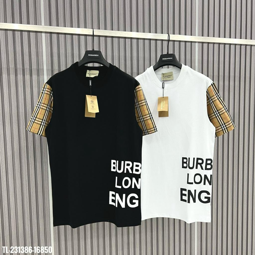 Áo Phông Nam Bbr In chữ Phối Tay Kẻ  - Áo Thun Nam bbr phối kẻ in hông  from rộng