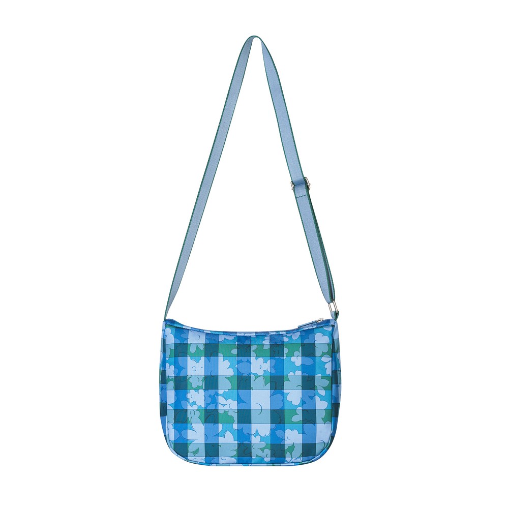 Cath Kidston - Túi đeo chéo Flower Power Gingham Recycled Zip Messenger - 984065 - Blue Grey