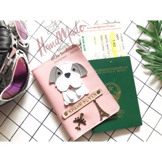 (Chat chốt tên-chọn màu)vỏ hộ chiếu hình con Chó ( passport cover )