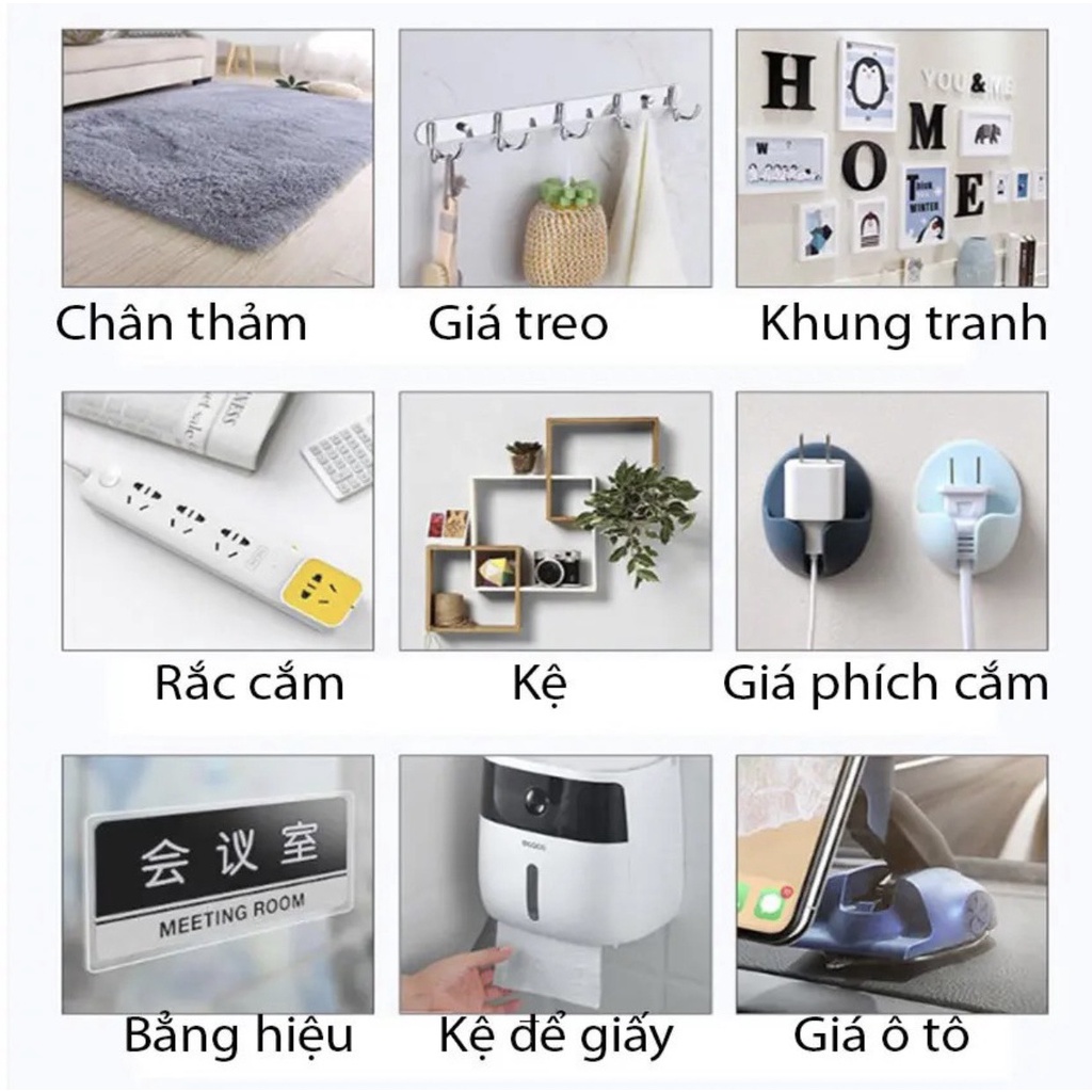 Băng Keo Trong 2 Mặt Siêu Dính 3M dày 2mm Chất Liệu Acrylic Dán Mọi Vật Dụng