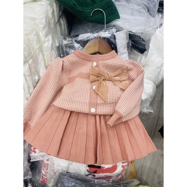 Sét váy len nơ cao cấp cho bé gái 10-20kg