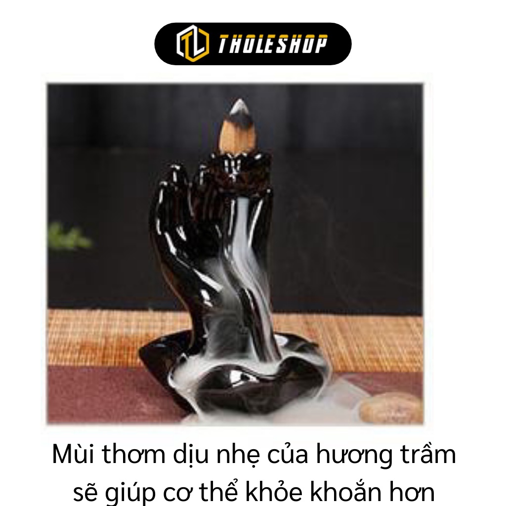 Thác Trầm - Thác Khói Trầm Hương Hình Bàn Tay Phật Gốm Sứ Cao Cấp 4663