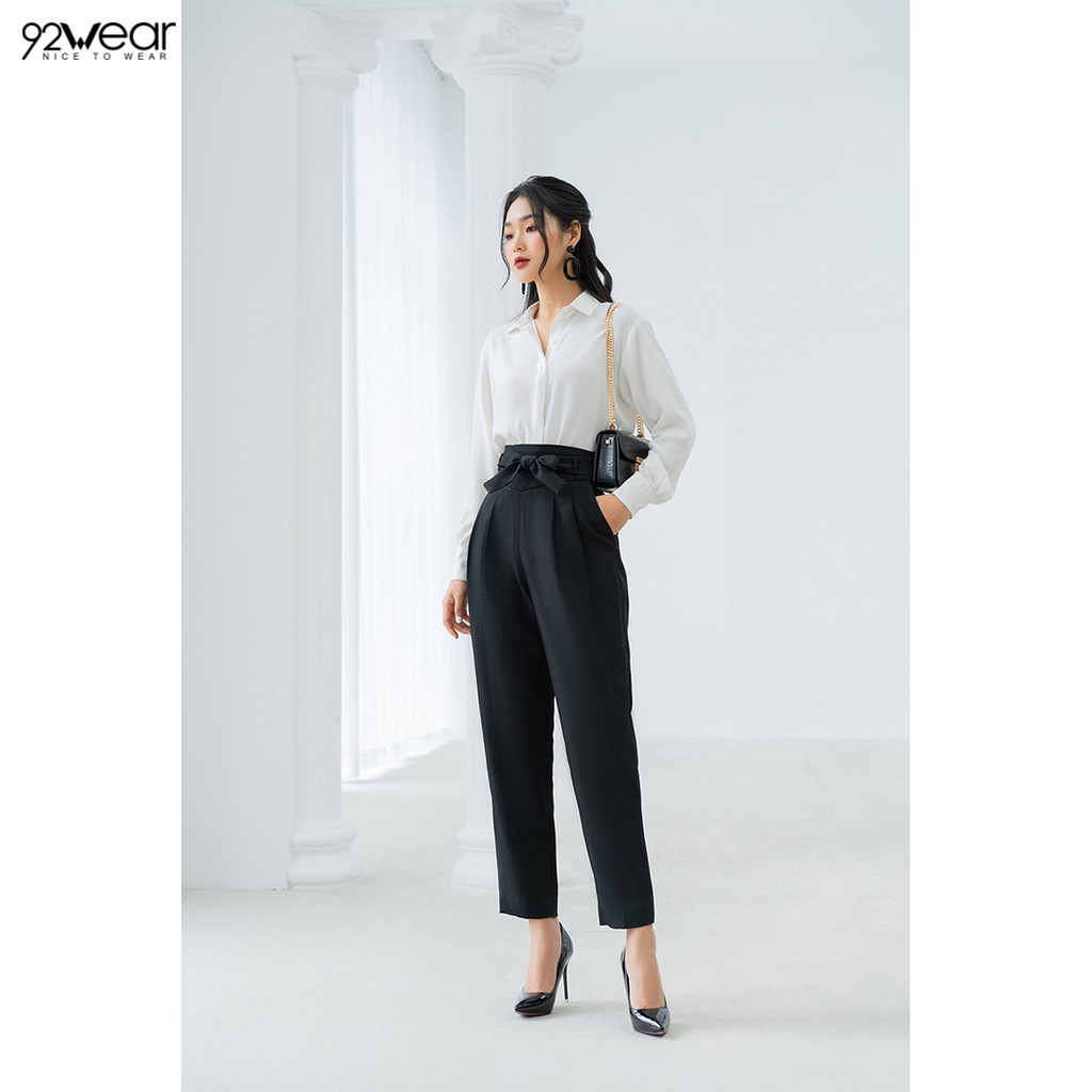 Quần Baggy nữ công sở 92WEAR đủ màu, đủ size thắt đai rời QGW0927