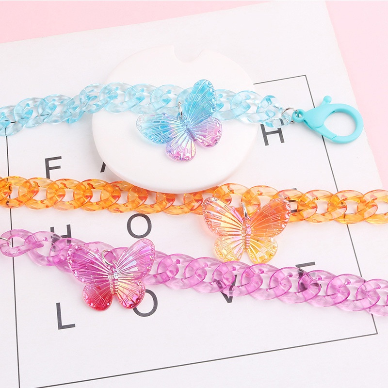 Dây đeo mắt kính hình bướm làm từ acrylic màu kẹo ngọt ngào