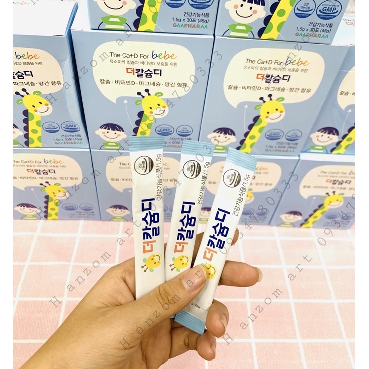 🦒Canxi phát triển chiều cao The CA+D for Bebe Hàn Quốc 1,5g x 30 gói (1y+)