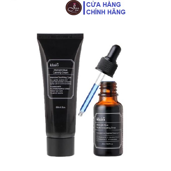 Bộ 2 Sản Phẩm Dưỡng Ẩm Làm Dịu Và Phục Hồi Da Ban Đêm Dear Klairs Midnight Blue (Serum 20ml + Kem 60ml)