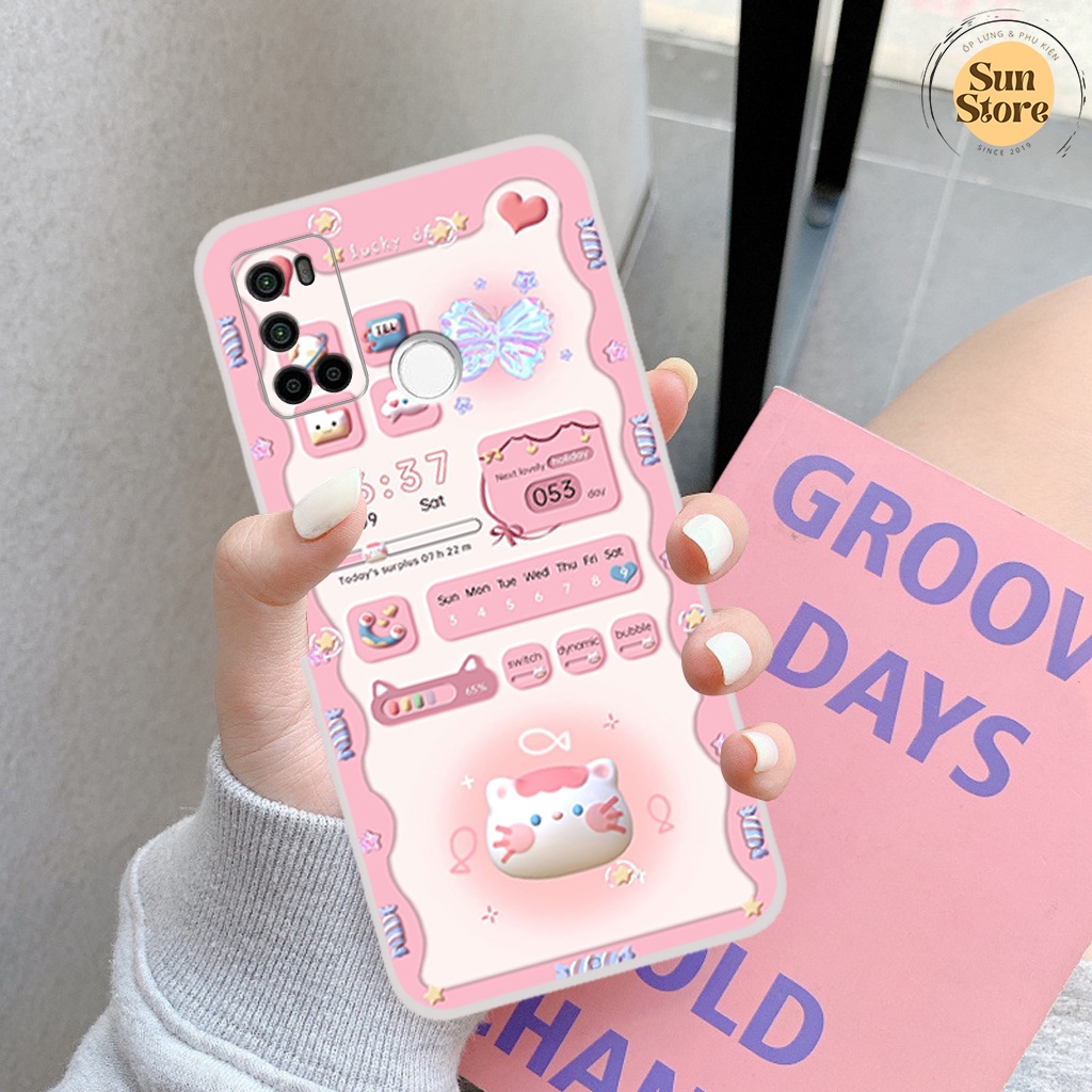 Ốp lưng Vsmart Joy 4 hoạ tiết 3D nền kẻ caro, gấu đáng yêu viền dẻo