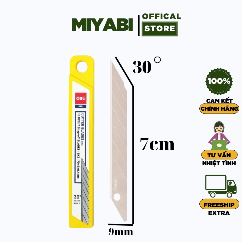Lưỡi dao rọc giấy Deli 2015 - 10 lưỡi / hộp - SK5 - lưỡi dao rọc giấy mini - MIYABI STORE