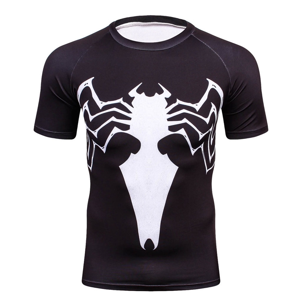 Áo thun HUQISHA ôm dáng in họa tiết Marvel Spiderman Flashman 3D nhanh khô chất lượng cao thời trang mùa hè mới cho nam