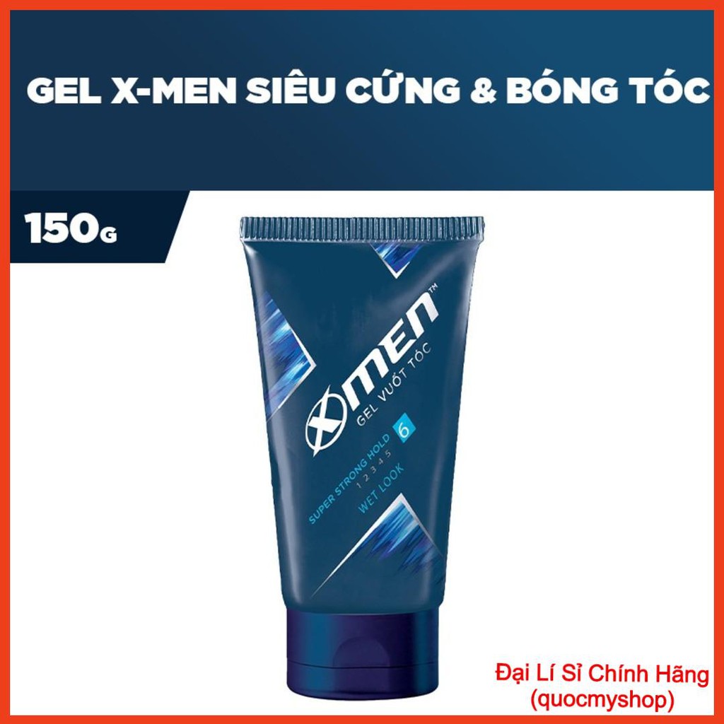 X Men -   Gel vuốt tóc X-men Siêu cứng & bóng tóc 150g - Super Strong Hold Wet Look Đại Lí Sỉ