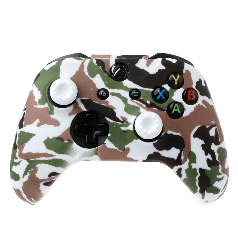 Alli Camouflage Silicone Gamepad Cover + 2 Joystick Caps For XBox One X S Controller