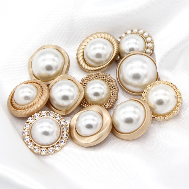 Set 6 Nút Áo Khoác Nữ Đính Ngọc Trai Sang Trọng 15 / 18 / 20 / 23 / 25mm