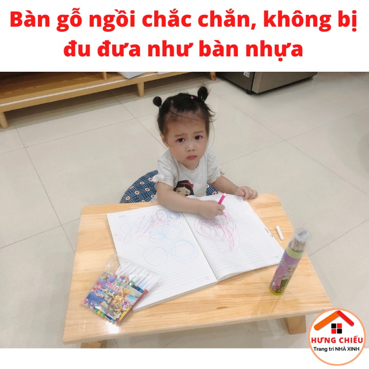 Bàn học gấp gọn ngồi bệt gỗ thông chân xếp gọn thông minh